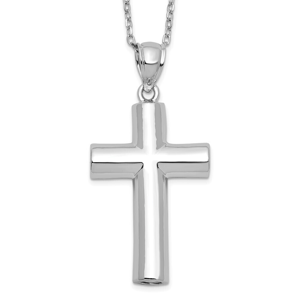 Kazi Luxury Sterling Silver Rhodium-plated Cross Ash Holder 18in Necklace